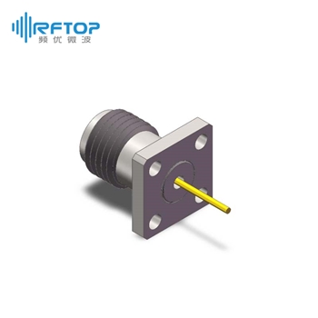2.4mm母头4孔法兰毫米波空气线穿墙连接器, DC-50GHz, 安装孔距6.35mm- RC50UF-AF4D02-XX