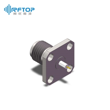 2.4mm母四孔法兰毫米波介质穿墙连接器, DC-50GHz, 安装孔距8.6mm - RC50UF-PF4D01-XX