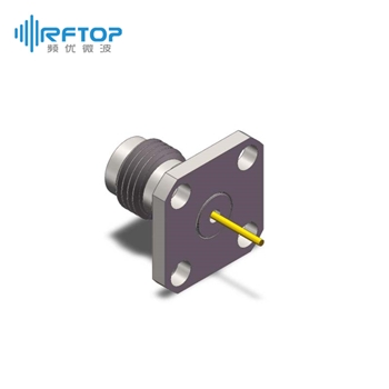1.85mm母四孔法兰毫米波空气线穿墙连接器, DC-67GHz, 安装孔距8.6mm - RC67VF-AF4D01-XX