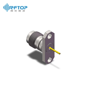 1.85mm母头2孔法兰毫米波空气线穿墙连接器, DC-67GHz, 安装孔距12.2mm- RC67VF-AF2D04-XX