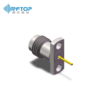 1.85mm母头2孔法兰毫米波空气线穿墙连接器, DC-67GHz, 安装孔距8.9mm- RC67VF-AF2D06-XX