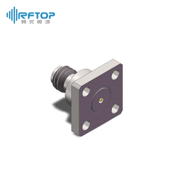 1.0mm母四孔法兰毫米波可拆卸连接器, DC-110GHz, 安装孔距6.35mm - RC110WF-UF4D02-XX