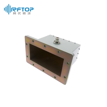 WR650(BJ14) 转 N母头波导同轴转换器|精密型, 1.13-1.73GHz, FDP14(UDR)矩形法兰, 正交, 接头黄铜镀镍- RWR650N100