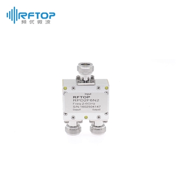 N一分二微带式功分器|经济型, 2-6GHz, 30W, 接头铜镀三元合金- RPD2F6N2