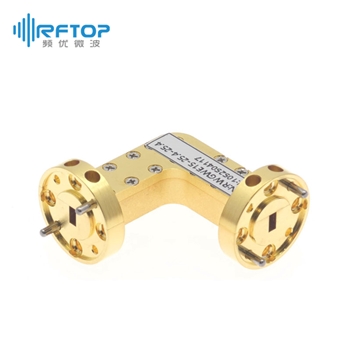 WR15(BJ620)弧形90度弯E面毫米波弯波导, 49.8-75.8GHz, FUGP620圆形法兰, 铜镀金 - RWGWE15-L1-L2