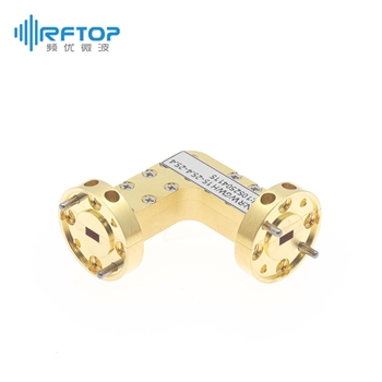 WR15(BJ620)弧形90度弯H面毫米波弯波导, 49.8-75.8GHz, FUGP620圆形法兰, 铜镀金 - RWGWH15-L1-L2