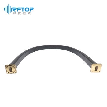 WR90(BJ100)可扭软波导, 8.2-12.5GHz, 960W, FBM100方形密封法兰/FBP100方形平法兰, 黄铜 - RWGFT90G-L