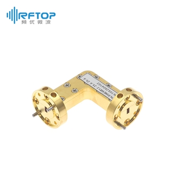 WR12(BJ740)弧形90度弯E面毫米波弯波导, 60.5-91.9GHz, FUGP740圆形法兰, 铜镀金 - RWGWE12-L1-L2