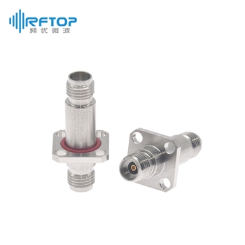 2.92mm母转母,四孔法兰毫米波转接器|普军级,带密封圈,DC-40GHz,不锈钢,长度28mm，法兰边长12.7mm-RA4001FSH02