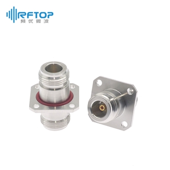 N母 转 N母 四孔法兰转接器|超优级(Ultra), 带密封圈, DC-18GHz, 黄铜镀镍 - RA18N01FSH-NBA