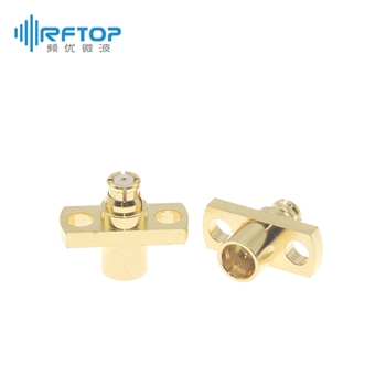 SMP(GPO)公 半擒纵 转 SMP(GPO)母 双孔法兰毫米波转接器|超优级(Ultra), DC-40GHz, 铍铜镀金 - RA40P03FH-GBC