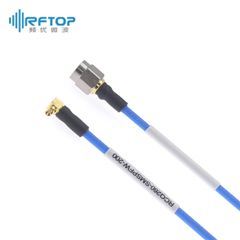 SMA公 转 SSMP(GPPO,SMPM)直角90度弯母 柔性互联电缆组件|精密型, DC-18GHz, 配接RCQ260电缆, 线径2.6mm - RCQ260-SMSPFW-L