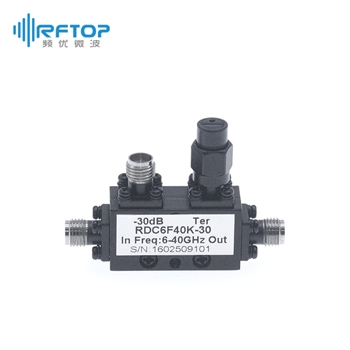 2.92mm(K,SK)单定向同轴耦合器, 6-40GHz, 耦合度30dB, 30W, 不锈钢 - RDC6F40K-30