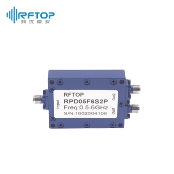 SMA一分二微带式功分器|专业型, 0.5-6GHz, 30W, 接头铜镀三元合金 - RPD05F6S2P