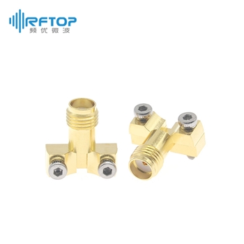 SMA母双孔法兰PCB端接免焊连接器|精密型, DC-26.5GHz, 安装孔距9.5mm, PCB板厚小于3mm, 尾针直径00.25mm - RC27SF-EL025-GBA