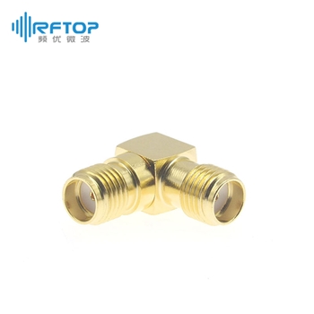 SMA母 转 SMA母 直角90度弯转接器|经济型, DC-6GHz, 黄铜镀金 - RA06S01W-GBA