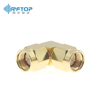 SMA公 转 SMA公 直角90度弯转接器|经济型, DC-6GHz, 黄铜镀金 - RA06S02W-GBA