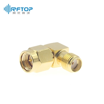 SMA公 转 SMA母 直角90度弯转接器|经济型, DC-6GHz, 黄铜镀金 - RA06S03W-GBA