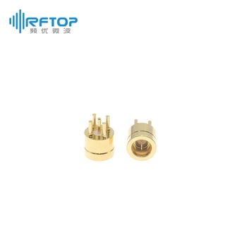 SMP(GPO)公 光孔PCB插孔焊接连接器, DC-18GHz, 安装孔距2.54mm, 尾针直径00.7mm - RC18PMS-STH07-GBA