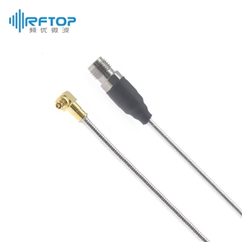 SMA母转SSMP(GPPO,SMPM)直角90度弯母 半柔电缆组件|超优级(Ultra), DC-26.5GHz, 配接RCR086H电缆, 线径2.16mm - RCR086H-SFSPFW-L
