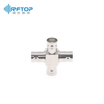 BNC母 转 BNC母 十字形转接器|经济型, DC-4GHz, 黄铜镀镍 - RA04B01C-NBA