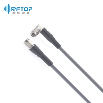 2.92mm(K,SK)直角90度弯公 转 2.92mm(K,SK)公 超低损稳相电缆组件|精密型, 低损耗, DC-40GHz, 配接RCA400电缆, 线径4mm - RCA400-KMWKM-L