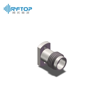 2.4mm母双孔法兰毫米波PCB垂直免焊连接器|超优级(Ultra), DC-50GHz, 安装孔距7.16mm, 尾针直径00.51mm, 带状线 - RC50FH-VL051