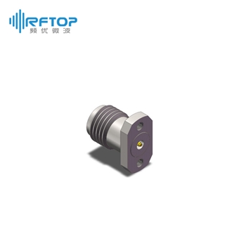 2.92mm(K,SK)母双孔法兰毫米波PCB垂直免焊连接器|超优级(Ultra), DC-40GHz, 安装孔距7.16mm, 尾针直径00.51mm, 带状线 - RC40FH-VL051