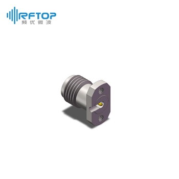 2.92mm(K,SK)母双孔法兰毫米波PCB垂直免焊连接器|超优级(Ultra), DC-40GHz, 安装孔距7.16mm, 尾针直径00.51mm, 微带线 - RC40FH-VLM051