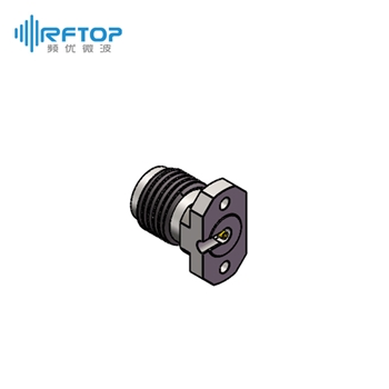 2.92mm(K,SK)母双孔法兰毫米波PCB垂直免焊连接器|超优级(Ultra), DC-40GHz, 安装孔距7.16mm, 尾针直径00.3mm, 微带线 - RC40FHSP-VLM03