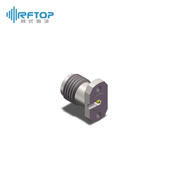 SMA母双孔法兰PCB垂直免焊连接器|超优级(Ultra), DC-26.5GHz, 安装孔距7.16mm, 尾针直径00.51mm, 微带线 - RC27SFH-VLM051