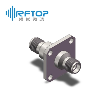 2.92mm(K,SK)母 转 2.92mm(K,SK)母 四孔法兰毫米波转接器|超优级(Ultra), DC-40GHz, 不锈钢 - RA4001FH03