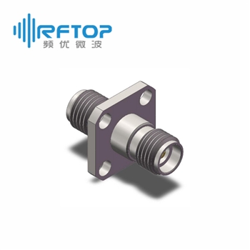 2.92mm(K,SK)母 转 3.5mm母 四孔法兰毫米波转接器|超优级(Ultra), DC-34GHz, 不锈钢 - RA3404F
