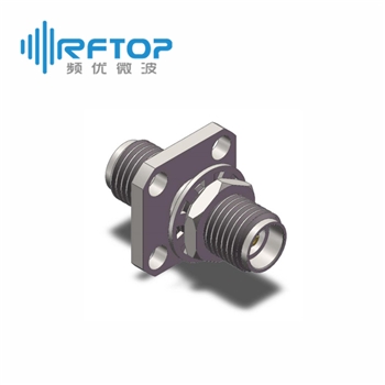 3.5mm母 转 3.5mm母 四孔法兰毫米波转接器|超优级(Ultra), DC-34GHz, 不锈钢 - RA3401FY