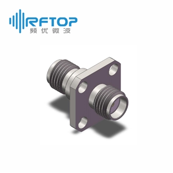 SMA母 转 SMA母 四孔法兰转接器|超优级(Ultra), 带密封圈, DC-26.5GHz, 不锈钢 - RA27S01FS