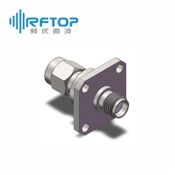 SMA公 转 SMA母 四孔法兰转接器|超优级(Ultra), 带密封圈, DC-26.5GHz, 不锈钢 - RA27S03FS