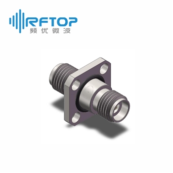 2.92mm(K,SK)母 转 2.92mm(K,SK)母 四孔法兰毫米波转接器|超优级(Ultra), DC-40GHz, 不锈钢 - RA4001FSH03