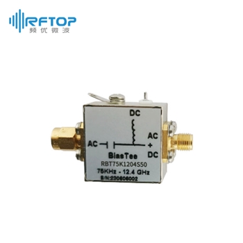 SMA公 转 SMA母 偏置器|精密型, 75KHz-12.4GHz, 50V, DC 50V，1A, 黄铜镀金 - RBT75K1204S50